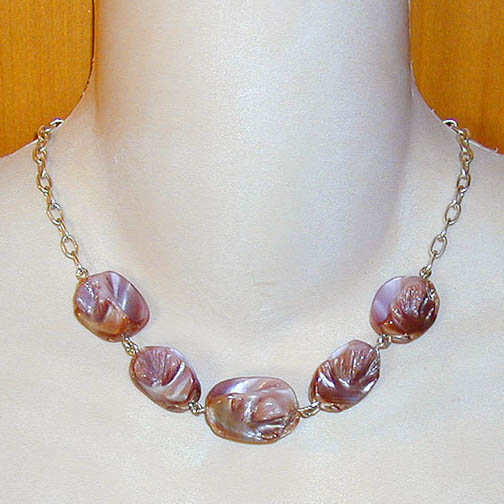 Lavender MOP Chunk Necklace on Sterling Chain